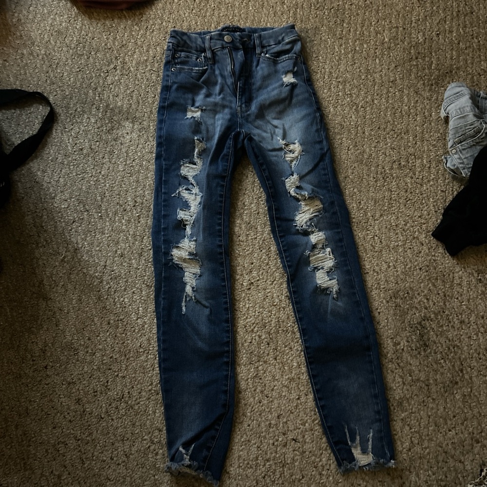 Aeropostale Ripped Blue Skinny Jeans